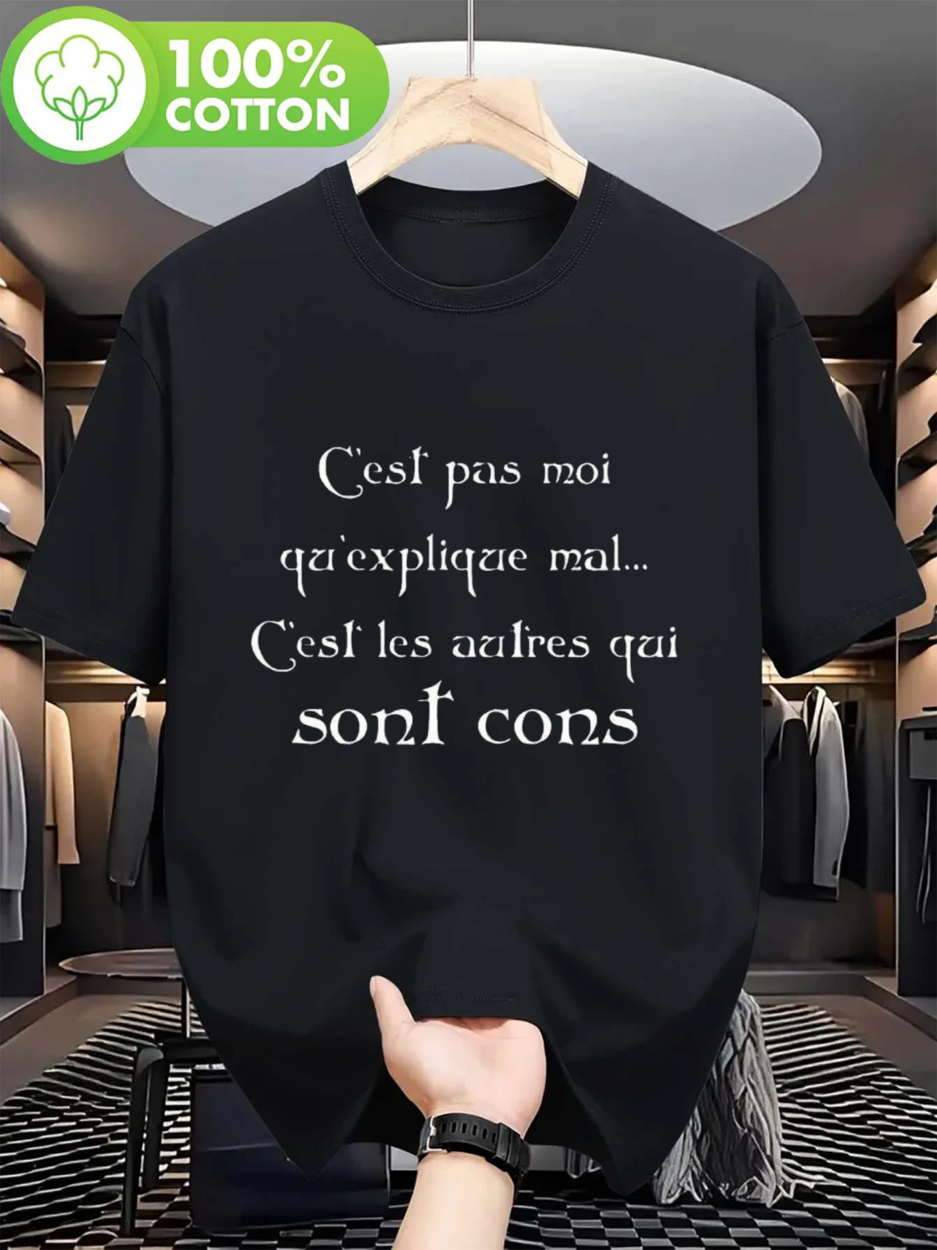 Men's Kaamelott Graphic T-Shirt  Black featuring the French phrase 