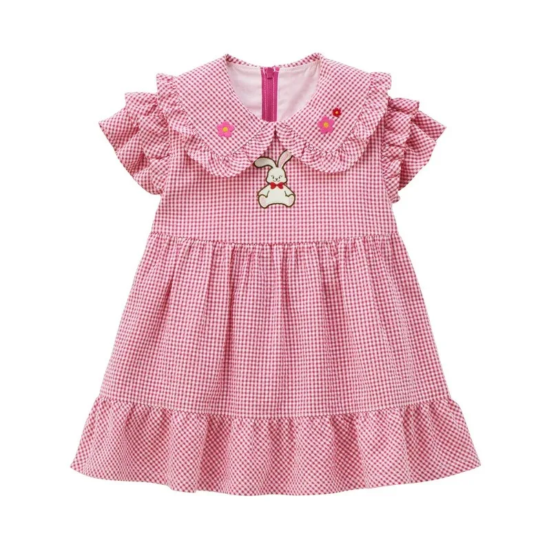 Japanese Girls Casual Dresses Cartoon Rabbit  Summer Short Sleeved Dress Girl Skirts Vestidos  Baby Clothes  Kids Skirt Robe