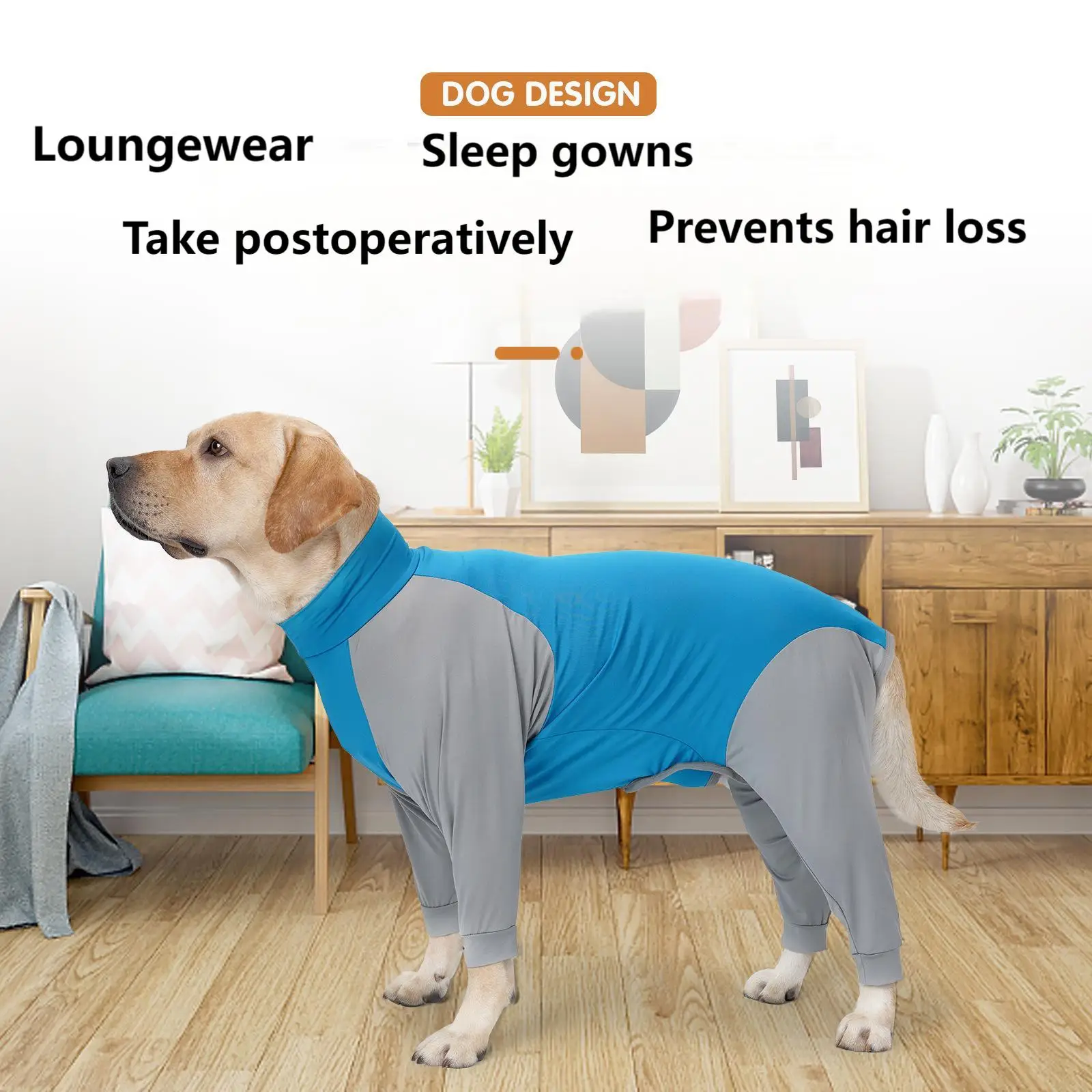 Double Color Blocking Comfortable All-Season Pet Dog Suit, Anti-Shedding Full Body Cover, Soft Knitted Polyester and Spandex Bod