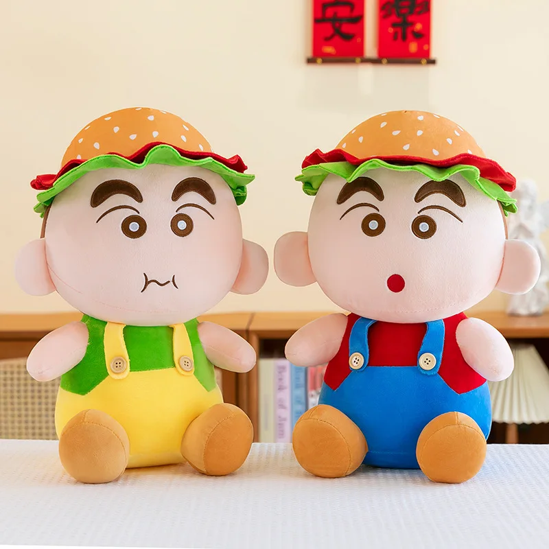 Kawaii Peluche Bambola Riempita Hamburger Shin Chan Peluche per Bambini Compleanno Regalo di Natale Cuscino carino per le ragazze Gioco della buonanotte