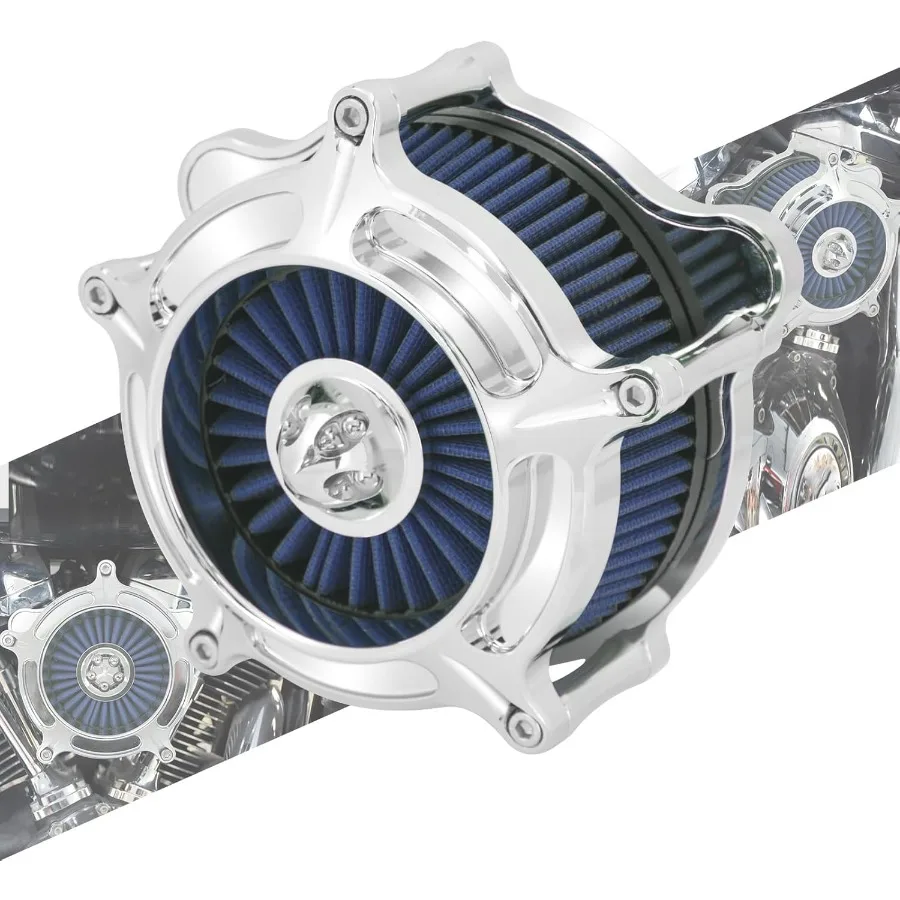 

Air Cleaner Filter Aluminum Chrome Housing Blue Element D For Harley Touring Road King Street Glide Softail Sportster Dyna M8 T