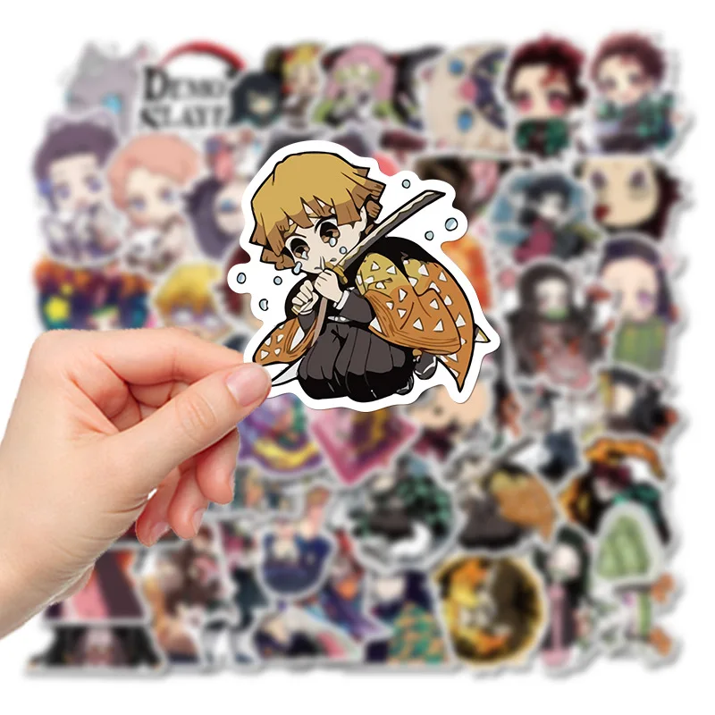 50pcs Cartoon Anime Two-dimensional Demon Killer Tanjirou Nezuko Character Series Graffiti Stickers Suitable for Wall Decoration