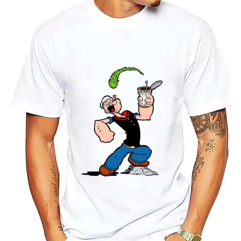 Cartoon P-Popeye Cool T Shirt Women Couple Combination Clothes Short Sleeve Collar Fashion Cotton