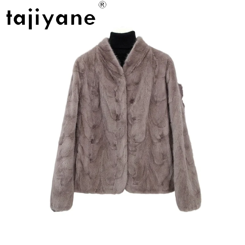 TAJIYANE 100% Natural Mink Fur Coat Women Luxury Grey Real Fur Jackets New Winter Female Outerwears 2025 Woman Clothes fourrure