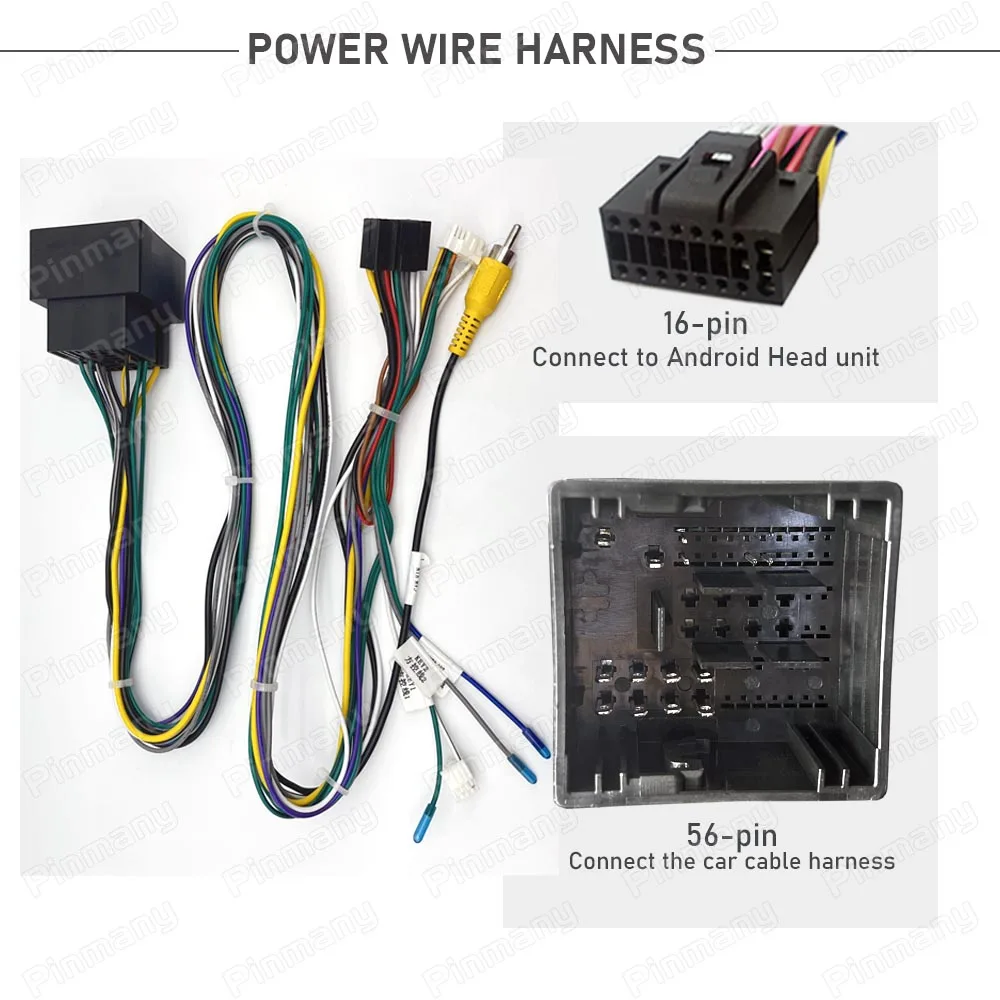 Pinmany Car Radio Cable OPC6 Android Head unit Power Wire Harness Adapter with CAN Bus Decoder for Opel Combo E Corsa F Mokka