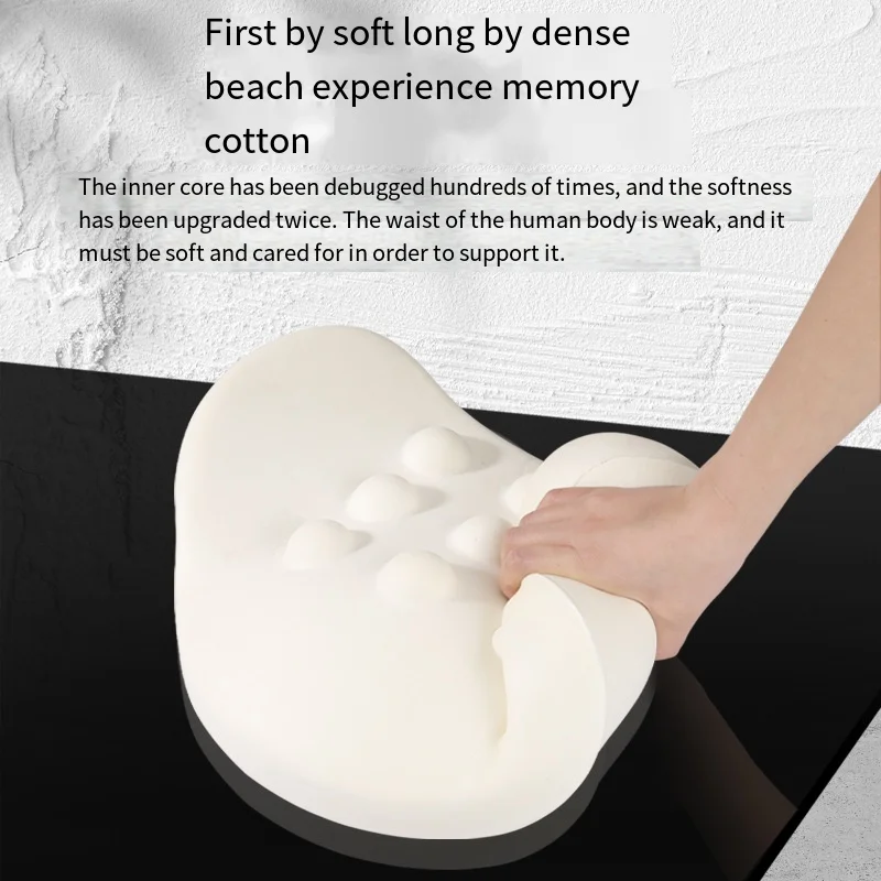 Seat Back Support Waist Pillow Memory Foam Office Chair Backrest Pillow Cushion for Lower Back Pain Relief Massage Function