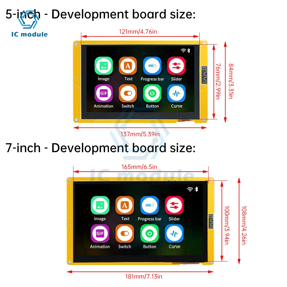 ESP32-S3 WIFI BT Development Board 5-inch/7-inch 800*480 Scherm Type C interface RGB LCD TFT Module