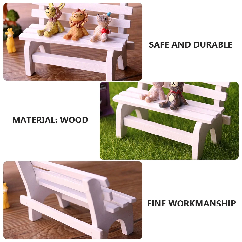 2 個白ミニ椅子木製小さな家具ポータブル軽量シミュレーション椅子子供のための家の装飾コレクション