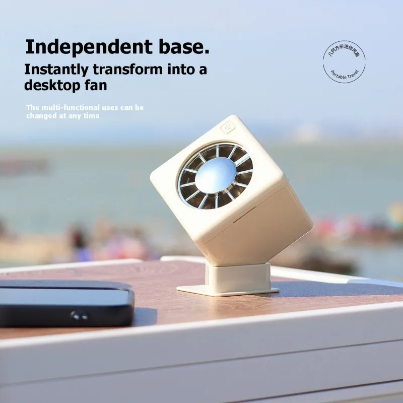 BHTS-Portable Waist Clip Fan With USB Charging - Cream Color, 3 Speeds