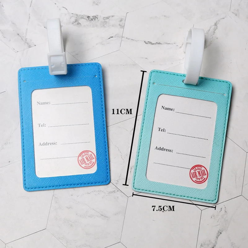 New Luggage Tag Travel Around the World Luggage Label Women Men PU Leather Name Address Baggage Boarding Tag Trolley Box Label