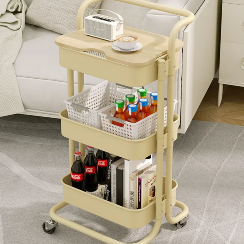 Household Multi layer Small Cart Storage Rack Floor to Floor Kitchen Bedroom Bathroom Storage Movable Rack with Wheels