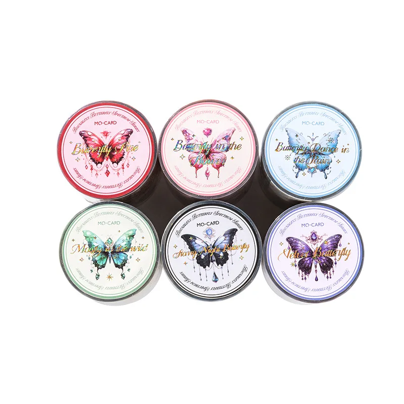 1 roll Vintage unbounded butterfly PET tape European hand tent DIY decorative collage base material paste Junk Journal Supplies