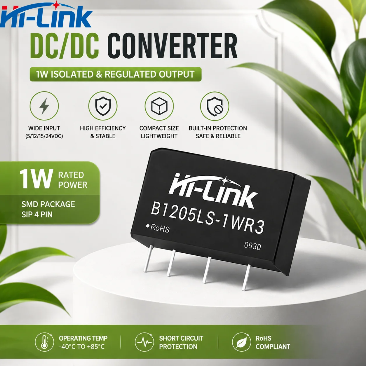 Hi-LinkB1215LS B1224LS 1W PCB Mount Power Transformer 1500VDC Separation Low Static Current Single Unregulated Circuit Component