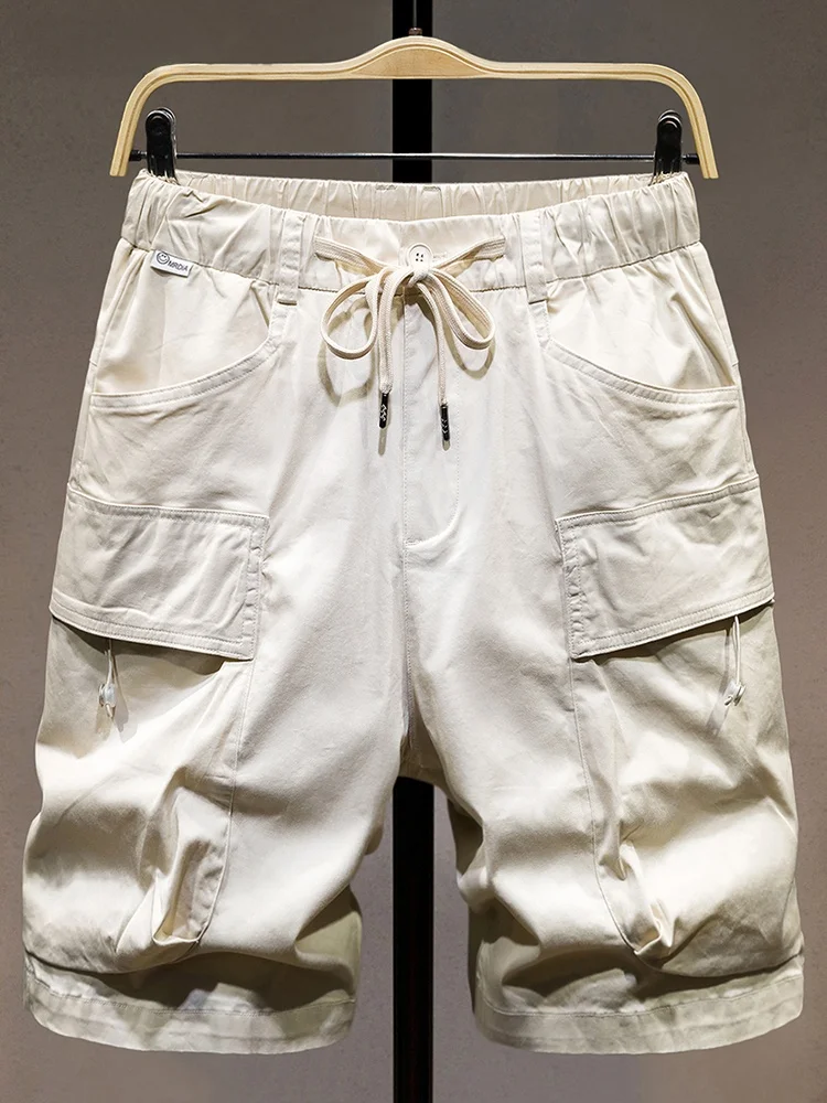 

Летние мужские повседневные дышащие тонкие шорты-бриджи в рабочем стиле с множеством карманов, свободного кроя, в американском стиле, легкие, из смесового хлопка