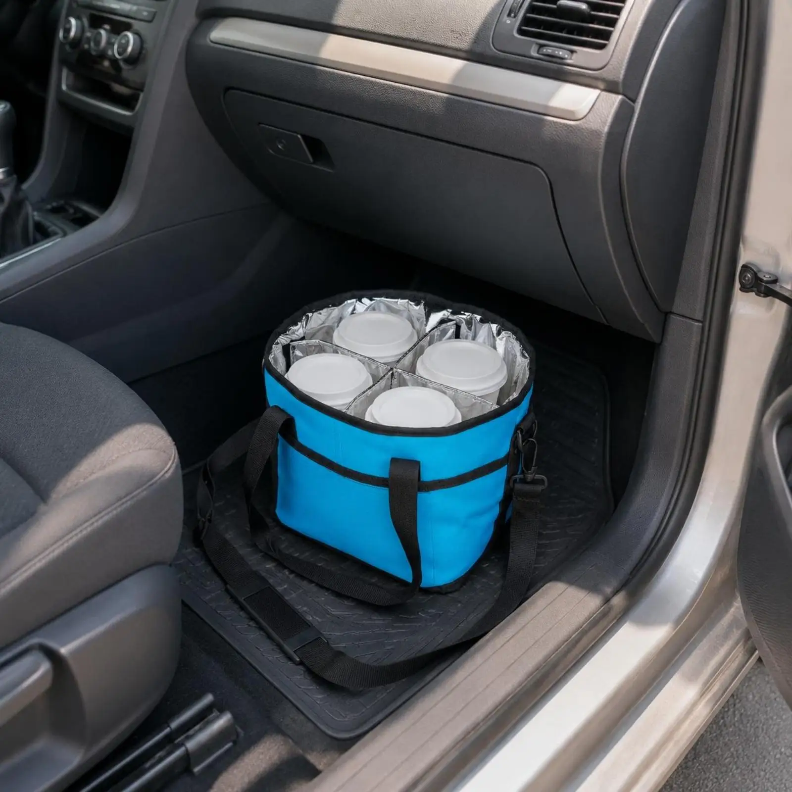 Versatile Car Drink Carrier Storage Handbag with Multiple Compartments for Family and Group Travel