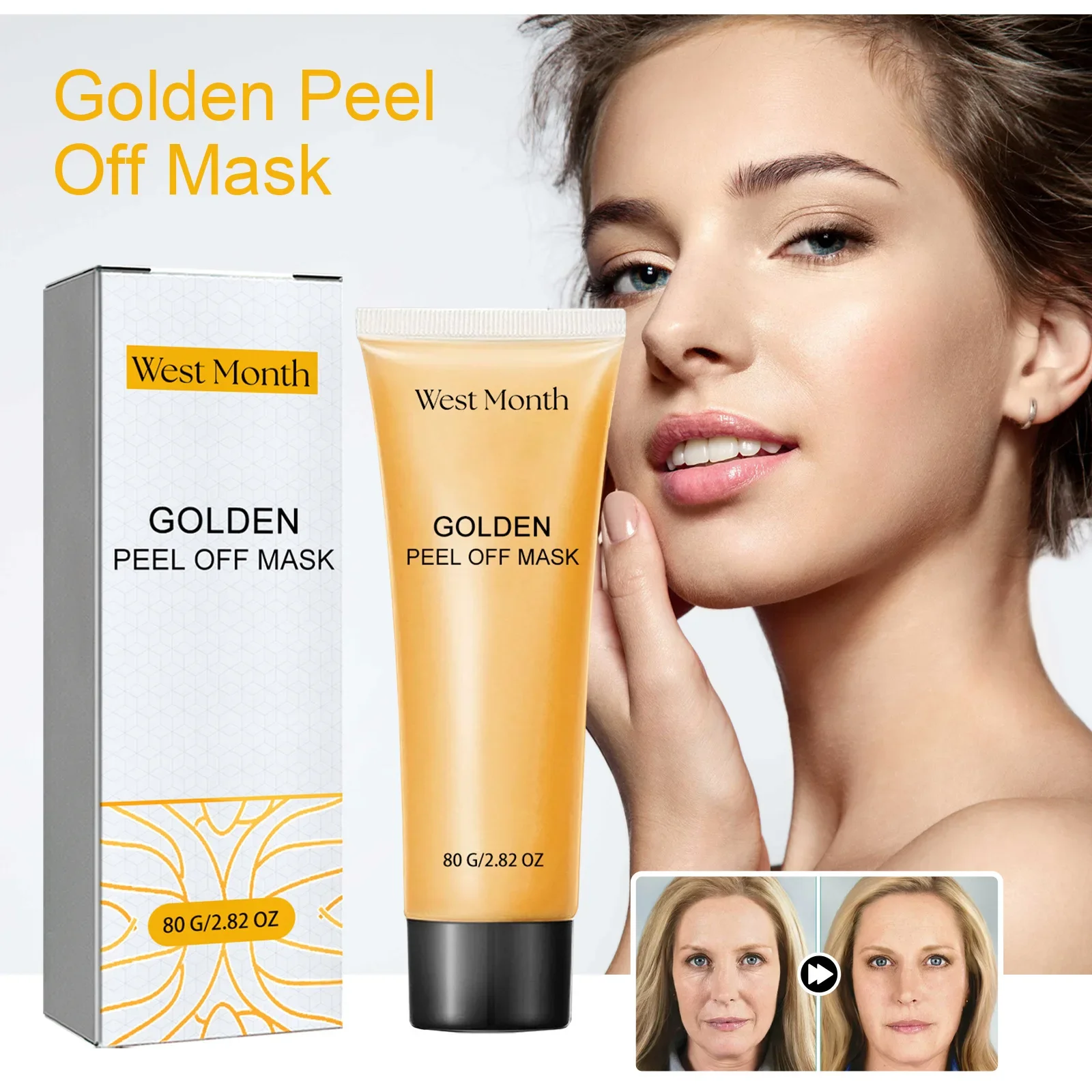 80G West & Month Gold Tearing Mask Cleaning Skin Cutin Repair Dull Fading Wrinkle Skin Rejuvenation Mask Hydrating Rejuvenating