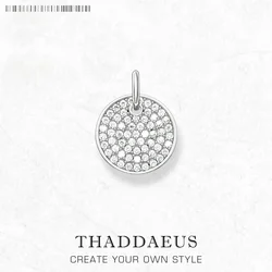 Pendant Round Disc Ornament Pave Summer New Fashion 925 Sterling Silver Trendy Jewelry Europe Gift For Women