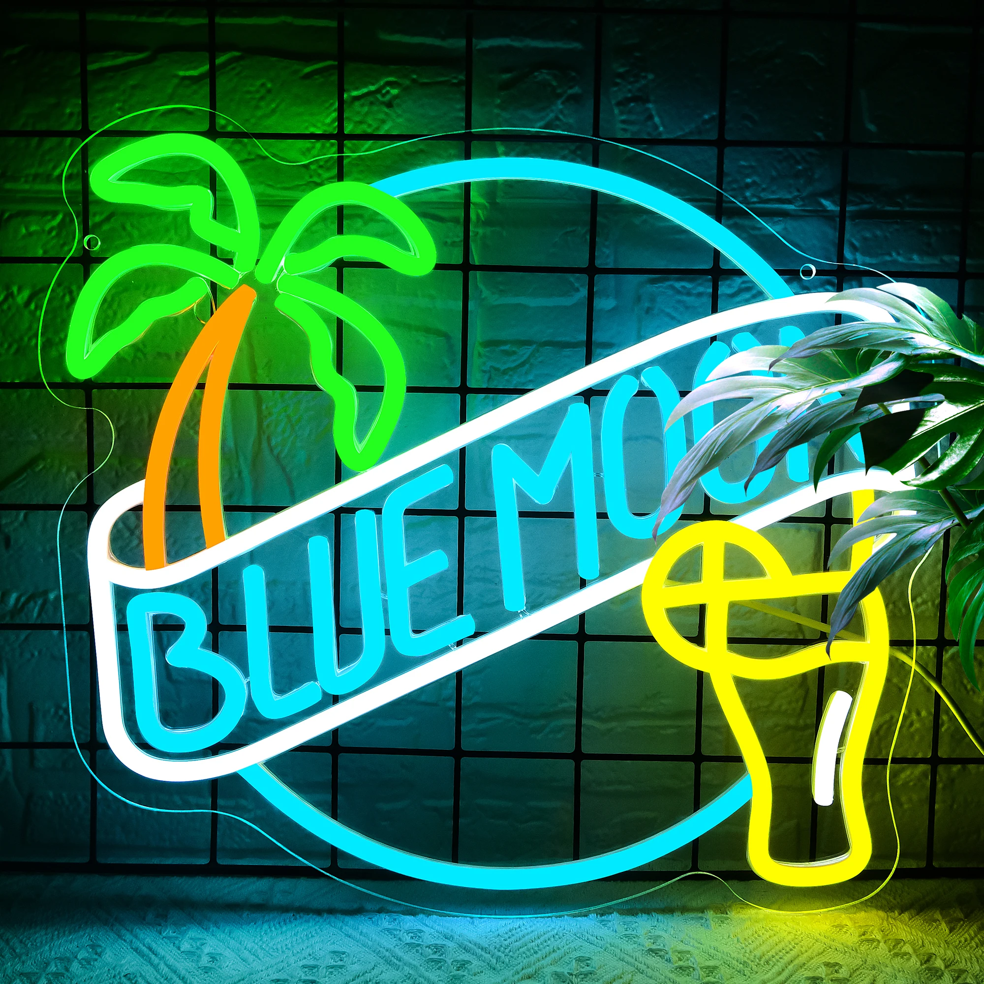 

Beer Neon Sign for Wall Decor Dimmable Neon Light Up Sign for Man Cave Blue Led Business Signs Suitable for Bar Store Bistro