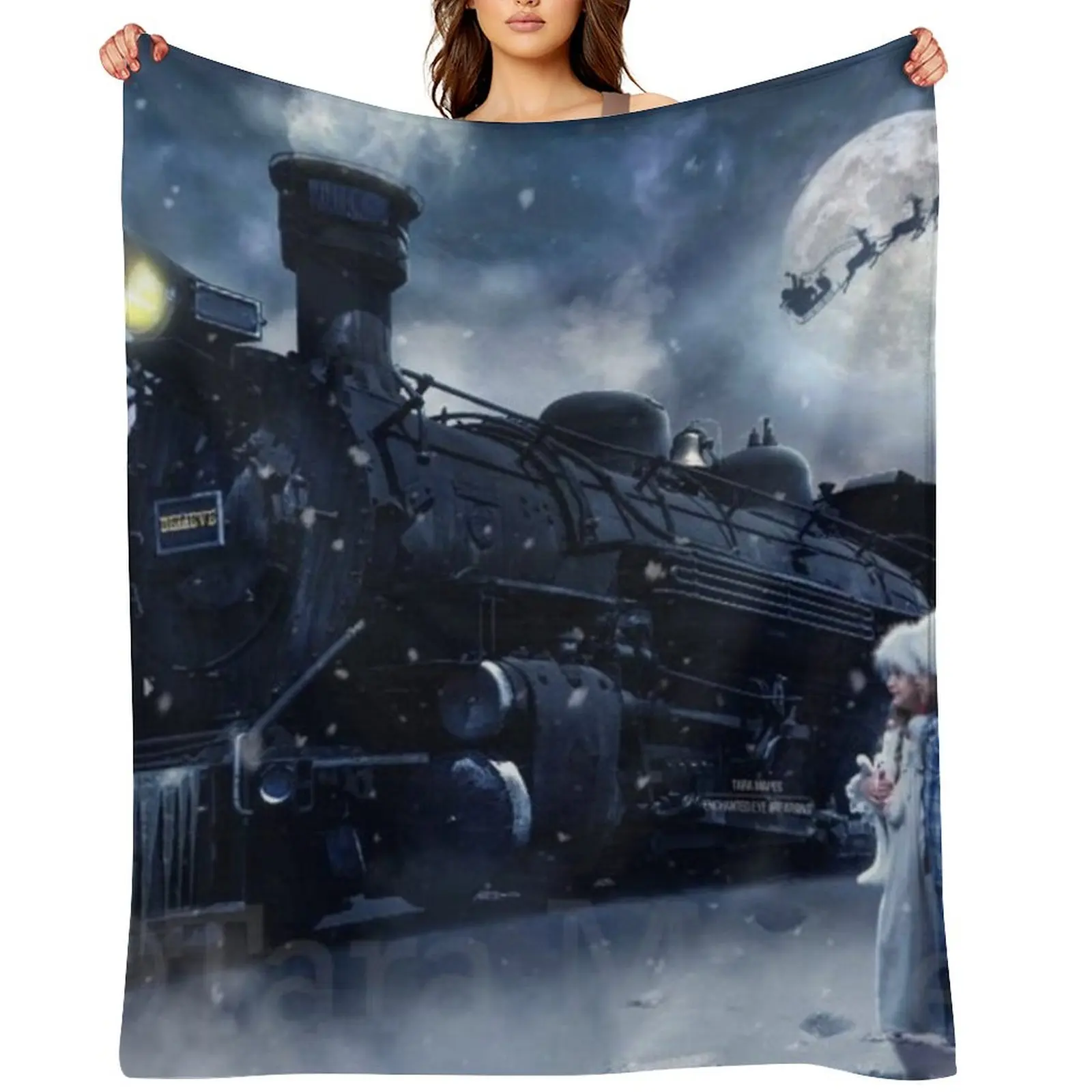 قطار القطبية السريعة خلفية رمي بطانية أريكة عملاقة ريتروس البطانيات لبطانيات أريكة سرير الطفل