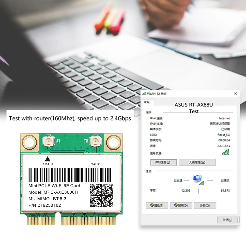 FENVI WiFi 6E Mini PCI-E WiFi Card MPE-AXE3000H 5374Mbps 2.4G/5G/6Ghz For Bluetooth 5.3 802.11AX Wireless Network Adapter Win 10