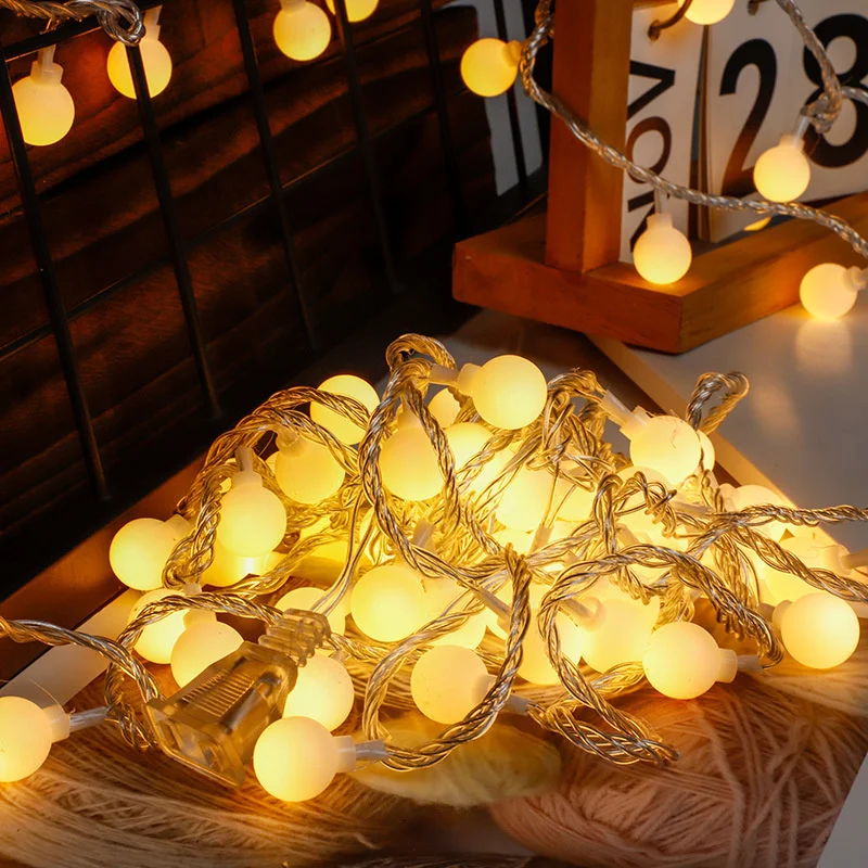 Small White Ball String Lights Battery Powered Indoor LED Light Holiday Lighting for Christmas Wedding Bedroom Party Decorations