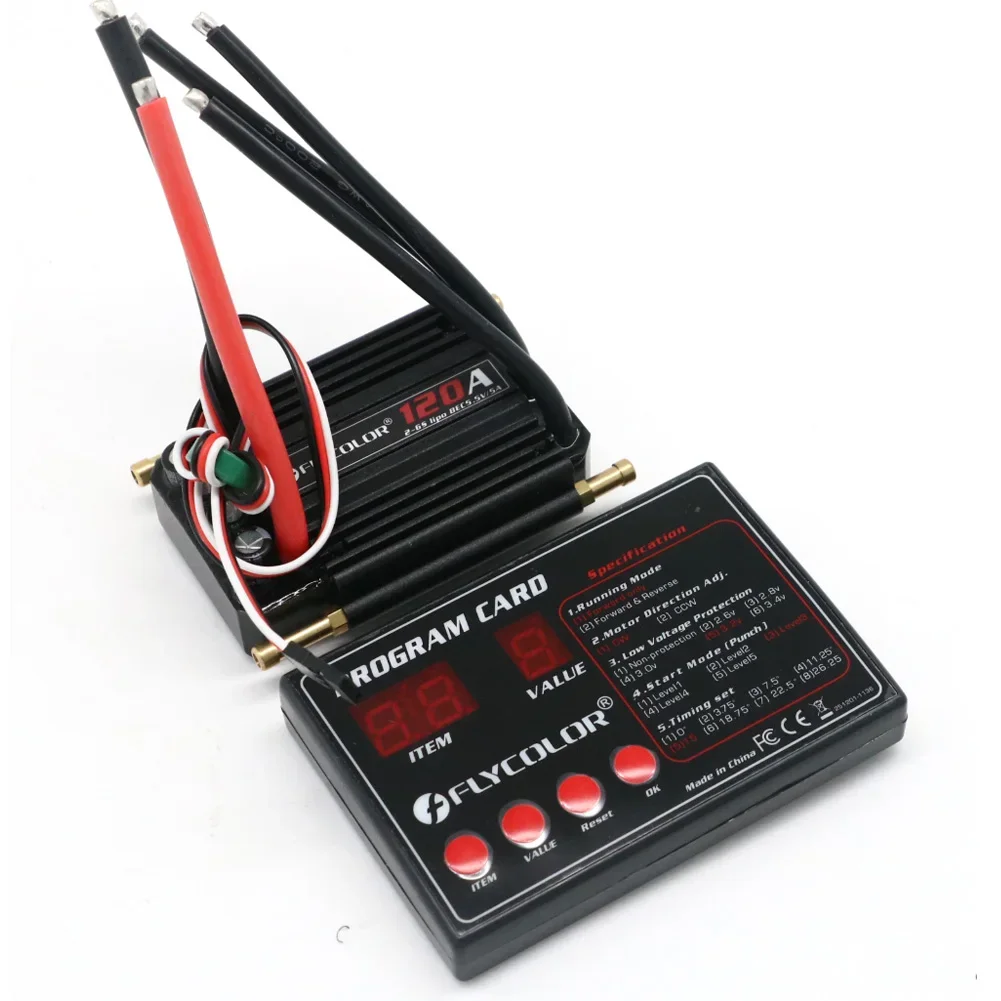 Flycolor 50A 70A 90A 120A 150A Brushless ESC Speed Controller with Progaming Card Support 2-6S Lipo BEC 5.5V/5A for RC Boat