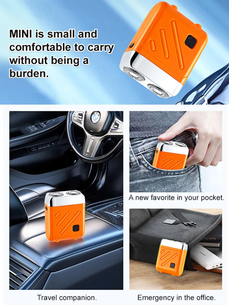 ماكينة حلاقة كهربائية محمولة برأس مزدوج ماكينة حلاقة عائمة قابلة لإعادة الشحن بواجهة صغيرة