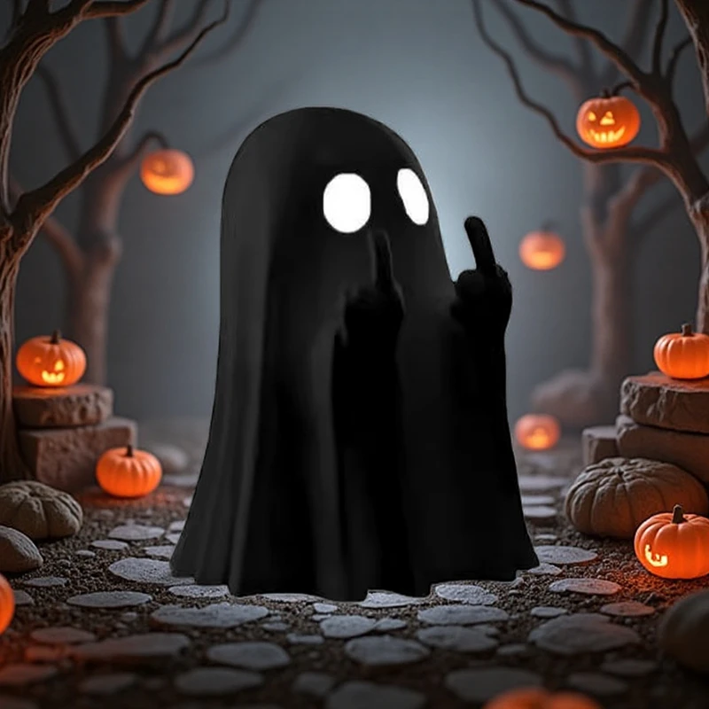 Halloween Middle Finger Ghost Statue Small Halloween Decor for Home Centerpiece for Coffee Table, Adorable Horror Figure - Image 5