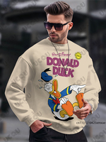 Autumn Winter New Men's Disney Donald Duck Printed Cotton Hoodies Long Sleeve Sweatshirt Casual Pullover Streetwear Unisex Tops