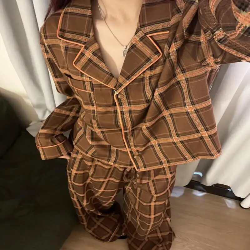

2025 New Style Maillard Style Cardigan Fashion Homewear Long Pants Home Wear Set Pajama Sleeping Printed Animals Pajamas Woman