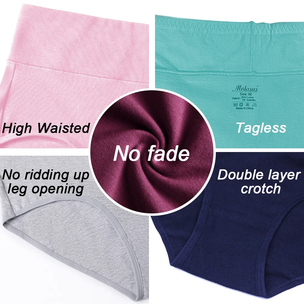 5PCS/Set Plus Size Cotton Underwear High Waist Women\'s Panties Ladies Briefs Comfort Sexy Lingeries Female Solid Intimates Panty