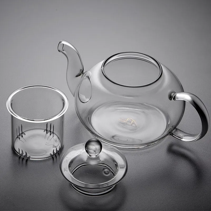 400ml/1000ml Heat-Resistant Glass Teapot with Infuser, Flower Tea Kettle for Kung Fu Tea, Puer & Oolong Teapot Set