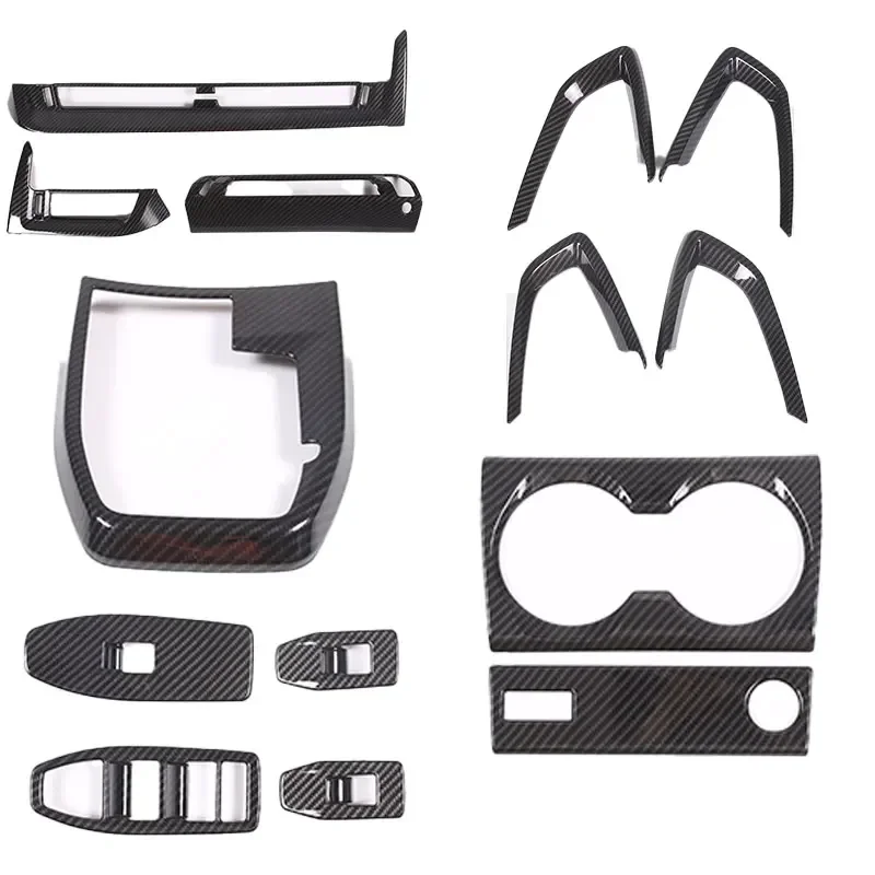 For BMW X1 iX1 U11 2023-2024 ABS Carbon Fiber Car Center Console Gear Panel Cover Trim Set Sticker Car Accessories