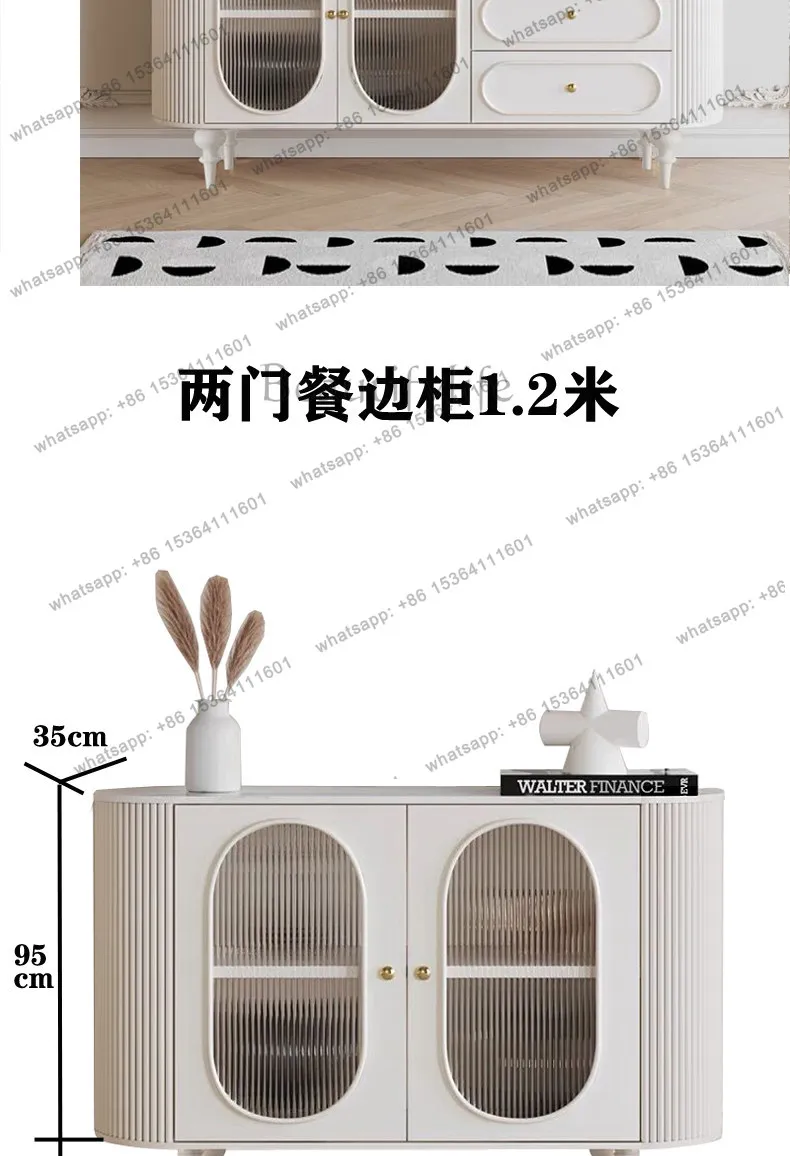 French side cabinet solid wood retro French Changhong glass restaurant cupboard cream style