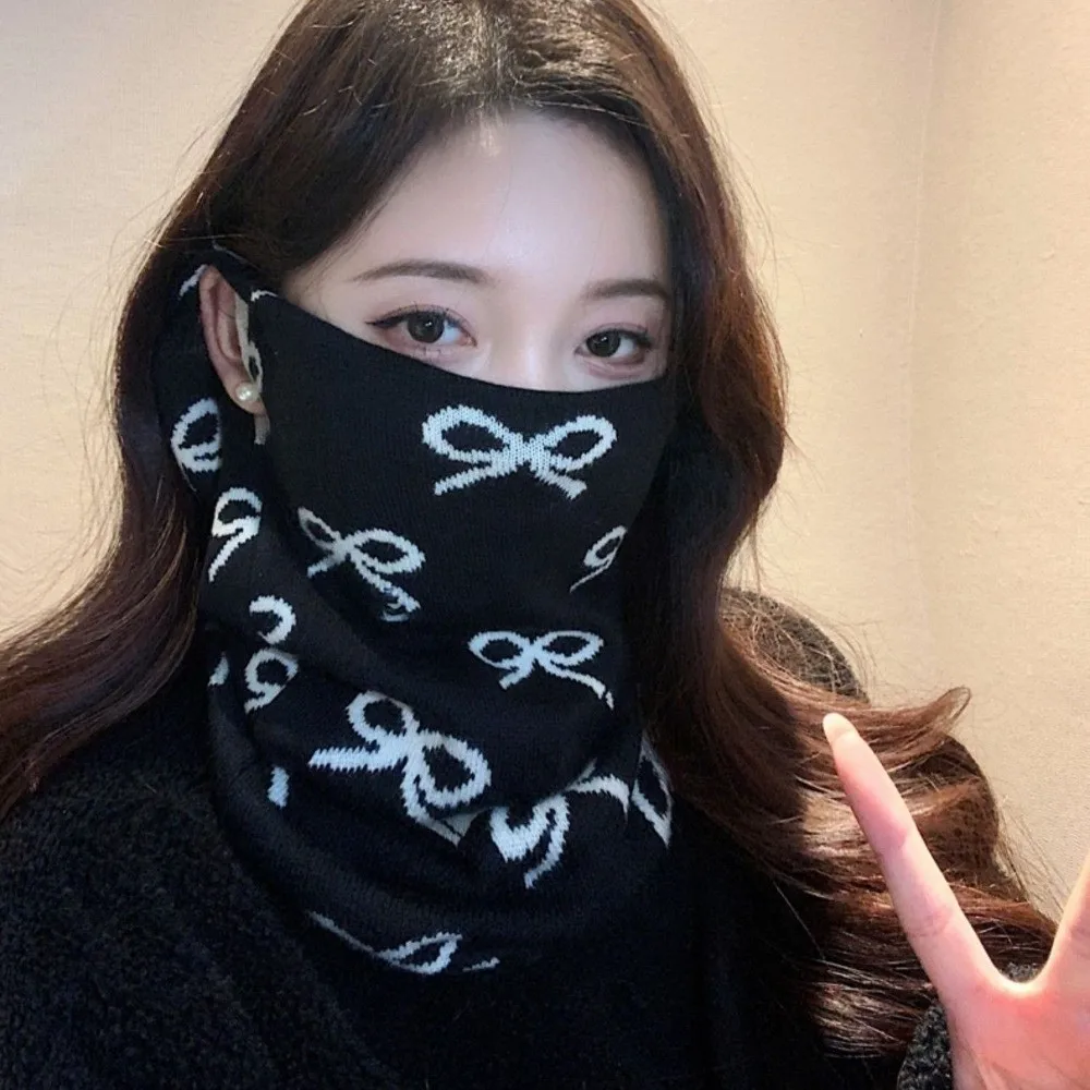 

Fashion Neck Protection Face Mask Leopard Print Knitted Earhook Neck Warmer Ear Hanging Neck Cover Winter