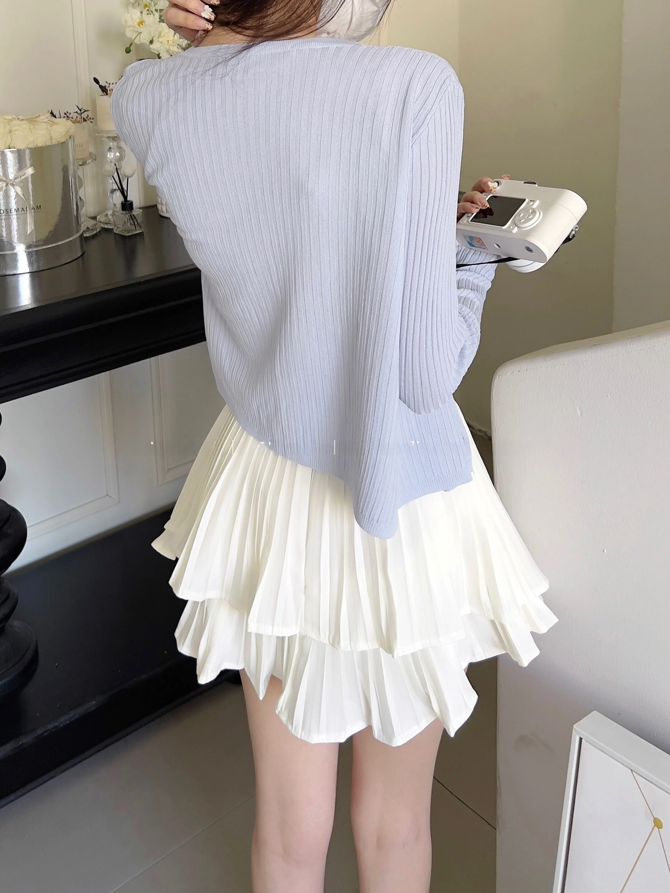 

Летняя женская юбка-плиссе с высокой талией, А-силуэт, многослойная, маленький размер, в стиле феи