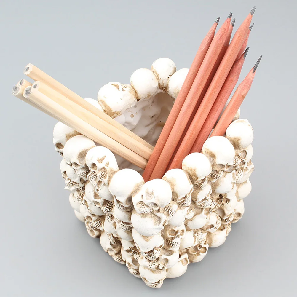 الإبداعية الجمجمة حامل قلم ديكور منظم سطح المكتب هالوين هدية فرشاة للمكياج صندوق تخزين حاوية متعددة الوظائف