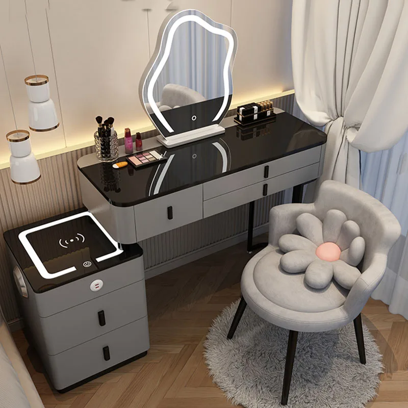 

Mirror Makeup Dressing Table Room Set Organizer Chair Light Dressers Bedroom Girls Luxury Meuble Coiffeuse Modern Furniture