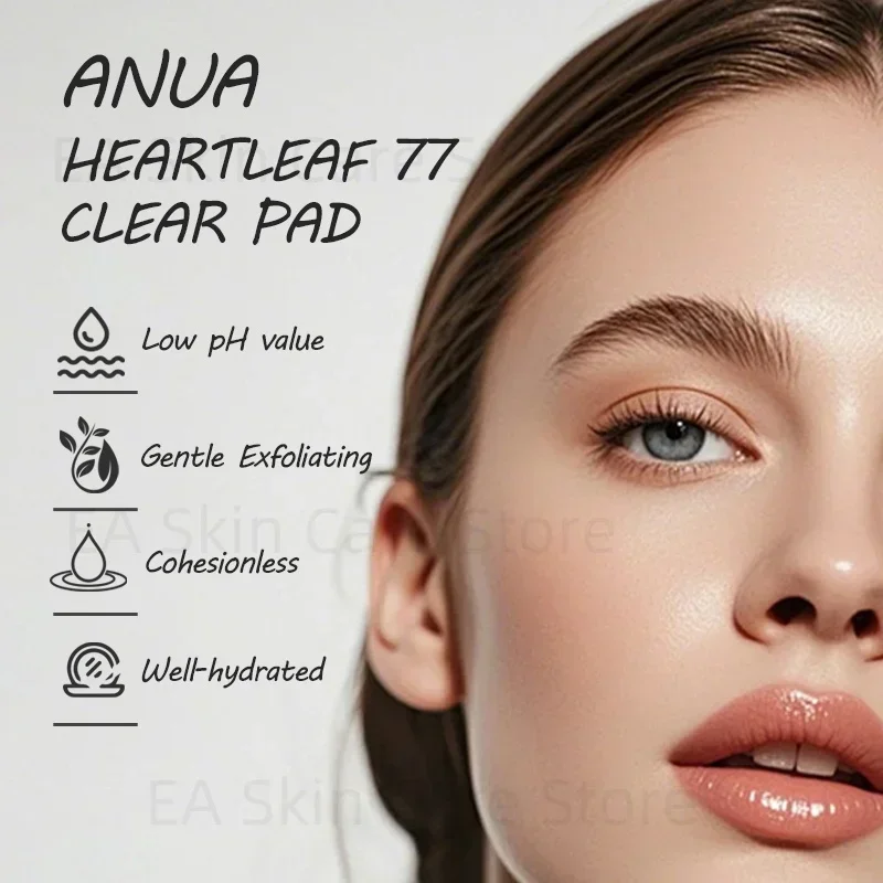 Anua Skincare Original Heartleaf 77% Clear Pad Dead Low PH Daily Toner Exfoliating Pads Pore- تقليل الرؤوس السوداء