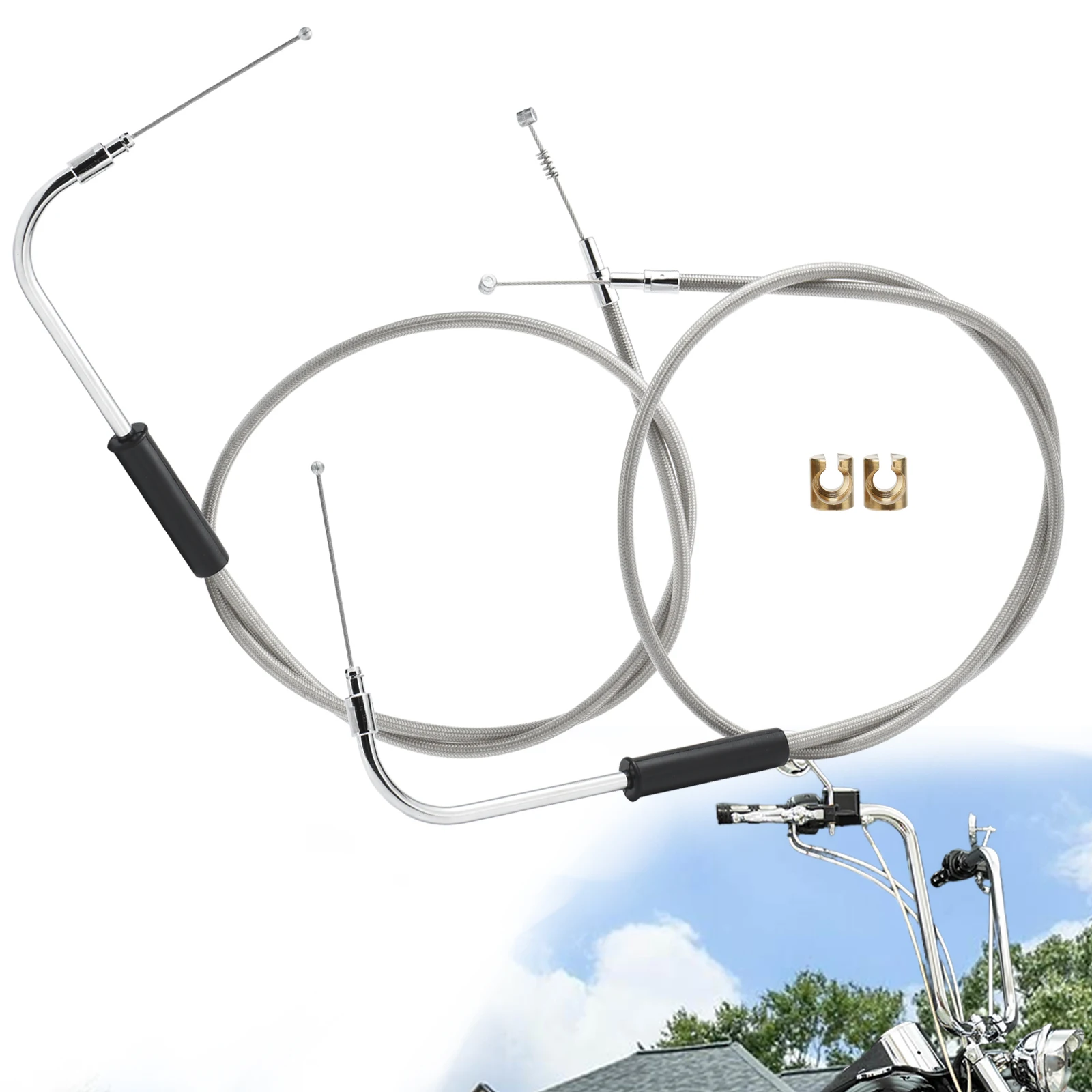 

108CM Stainless Steel Braided Throttle Cable Set for Harley 2014-2022 Sportster XL, 1996-2017 Dyna, 2011-2015 Softail FXST FXSTC