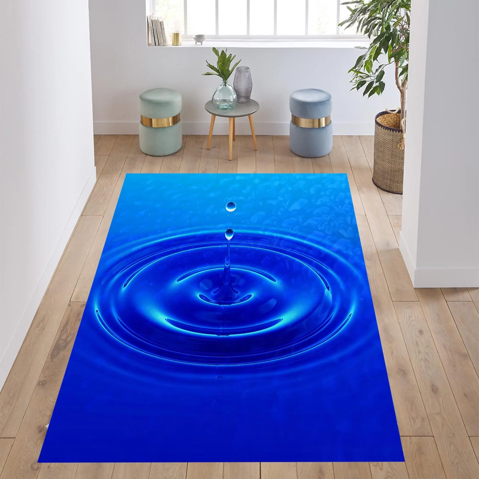 Vortex Droplet Ripple Printed Carpet Minimalist 2D Printed Doormat Ethnic Style Living Room Bedroom Home Carpet