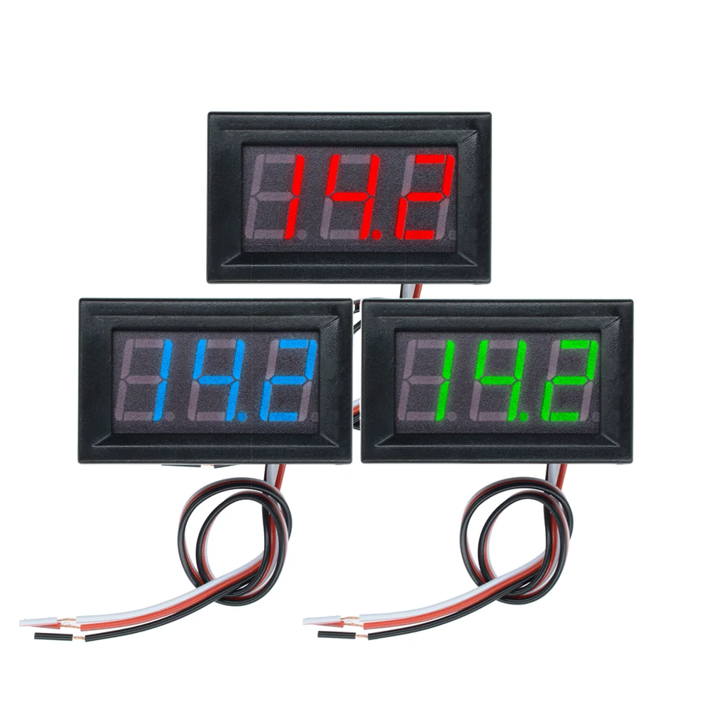 DC 0-30V Digital Car Voltmeter Automotive Voltage Meter Red/Blue/Green 12V 24V Motorcycle Vehicle LED Display Voltage Tester