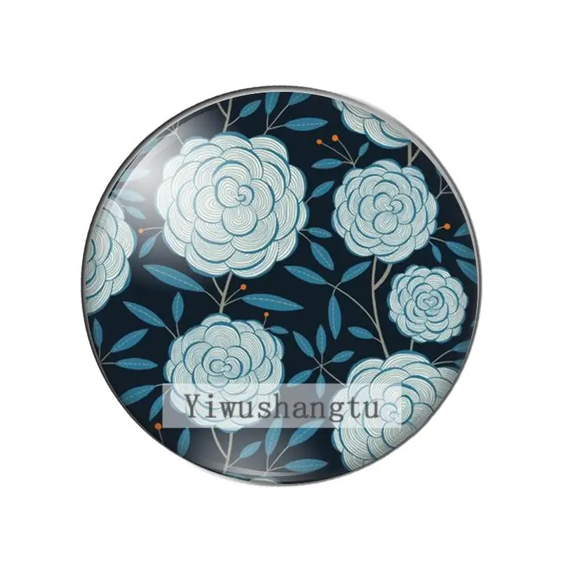 Art Oil painting flowers group pattern 10mm/12mm/20mm/25mm Round photo glass cabochon demo flat back Making findings