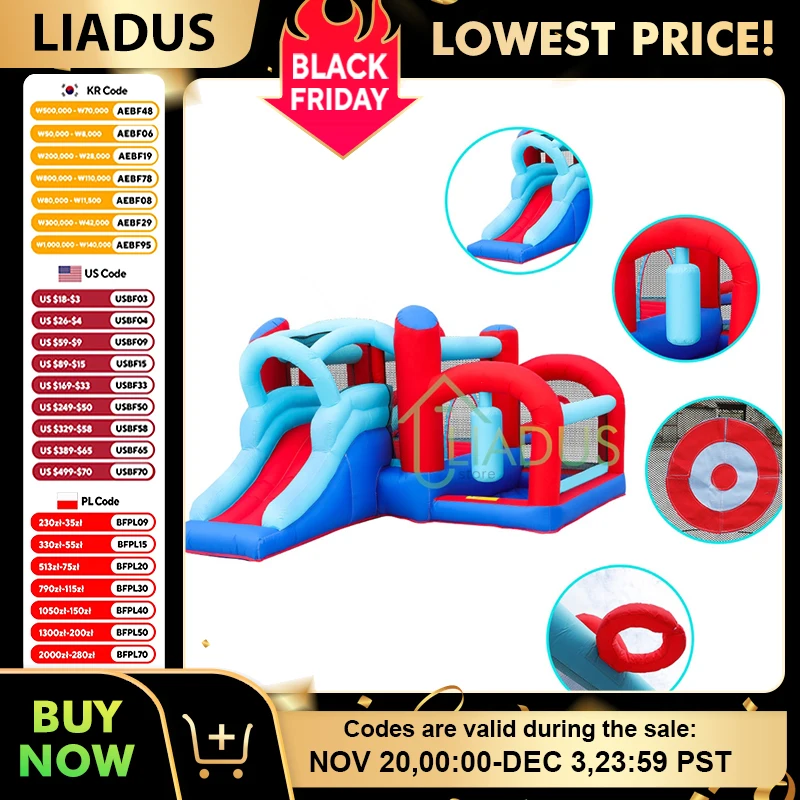 

Kids Outdoor Inflatable Bounce Castle with Bubble Pool And Water Slide - Portable Jumping House for Yard Party Game Play