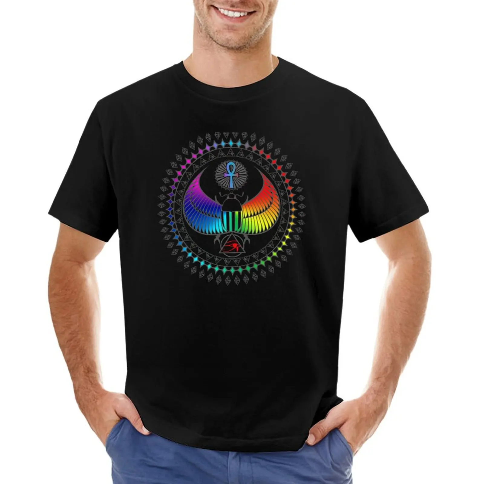 

Scarab Beetle Rainbow T-Shirt tops quick drying sports fans oversized vintage t shirt men