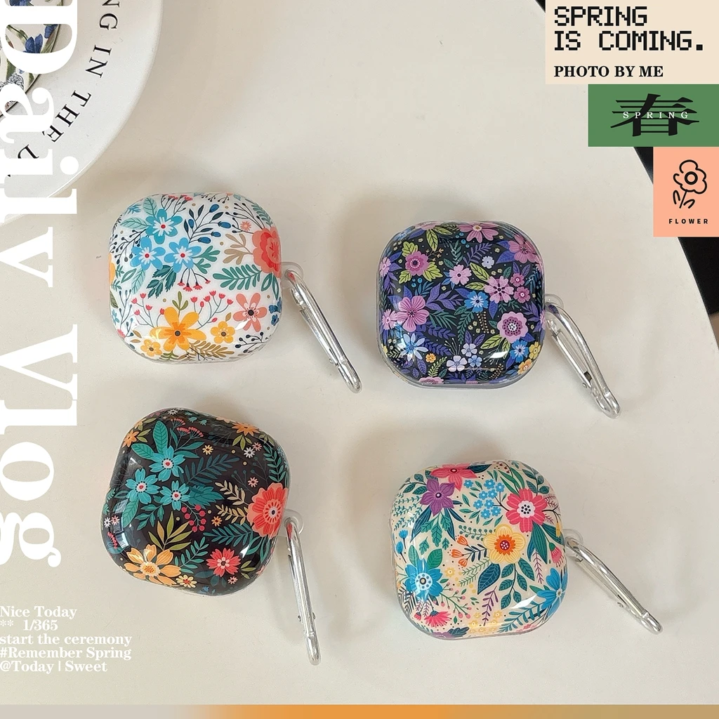 

Spring Day Blooming Flowers Series With Hook Shock Proof Earphone Cover Case for Samsung Galaxy Buds 2 Pro Live FE Core
