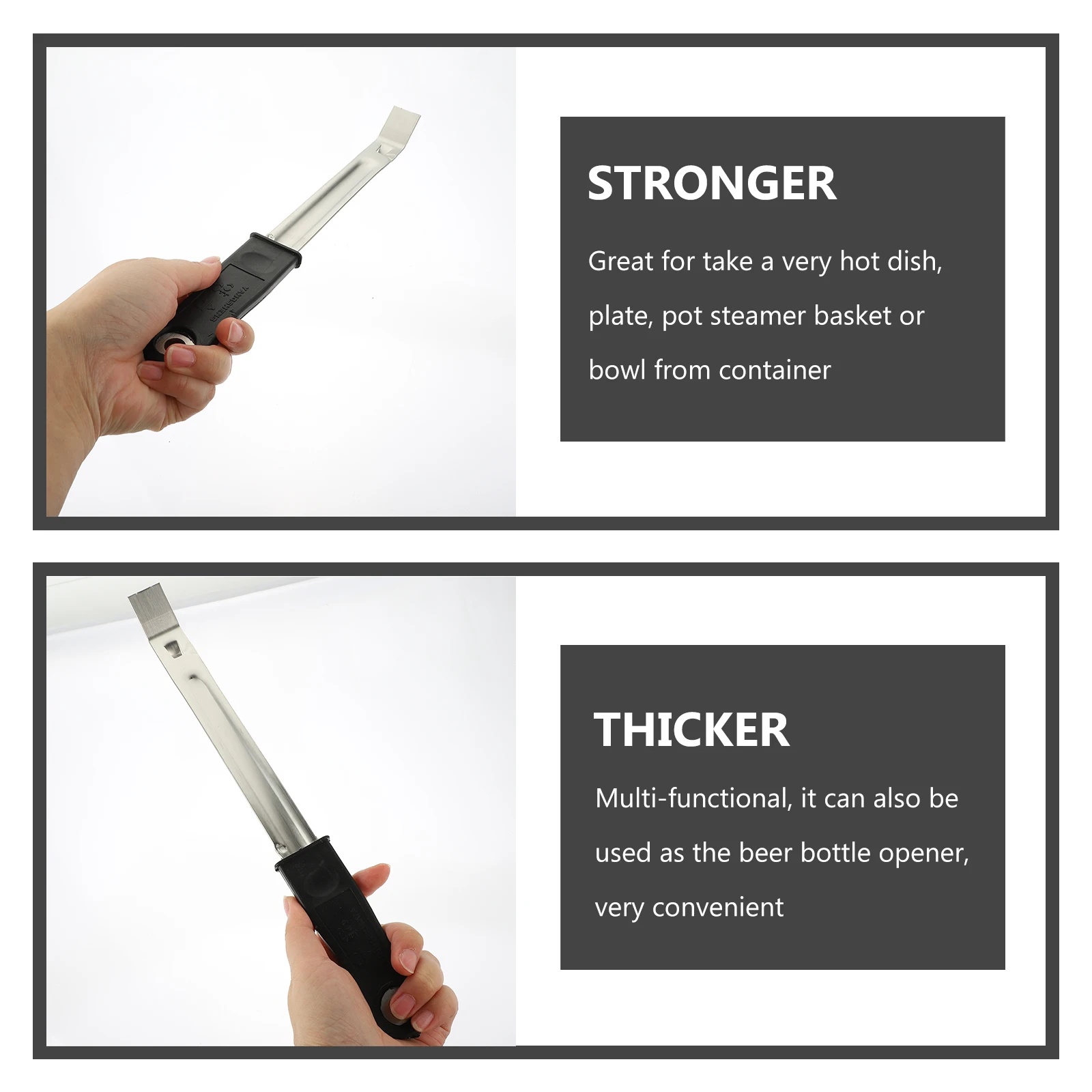 

Grill Pan Crowbar Stainless Steel Heat Resistant Plastic Handle Bbq Plate Lifter Non Slip Dish Gripper Barbecue Tool Ovenware