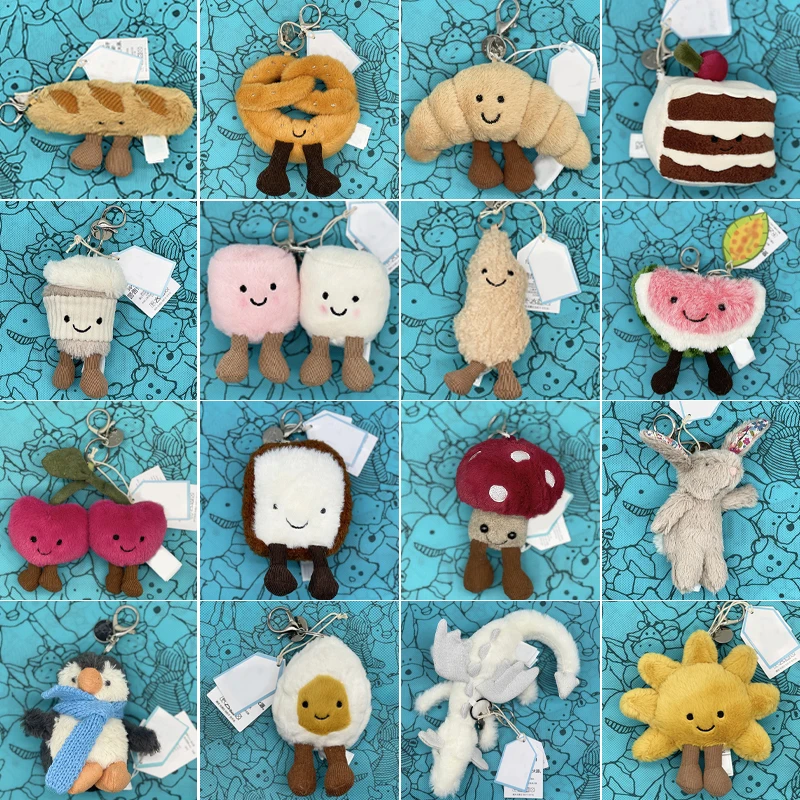 Jelly Cat Marshmallow-Plüschtier, Kleiner Kirsch-Anhänger, Kleine Schildkröten-Plüschfigur, Croissant, Kleiner Pinguin JC Taschenanhänger