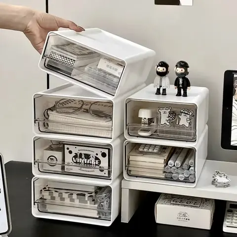 Transparent Desktop Makeup Drawers Desk Organizer Drawers Stationery Cabinets Organizer Drawer Office Document Sundries Holder