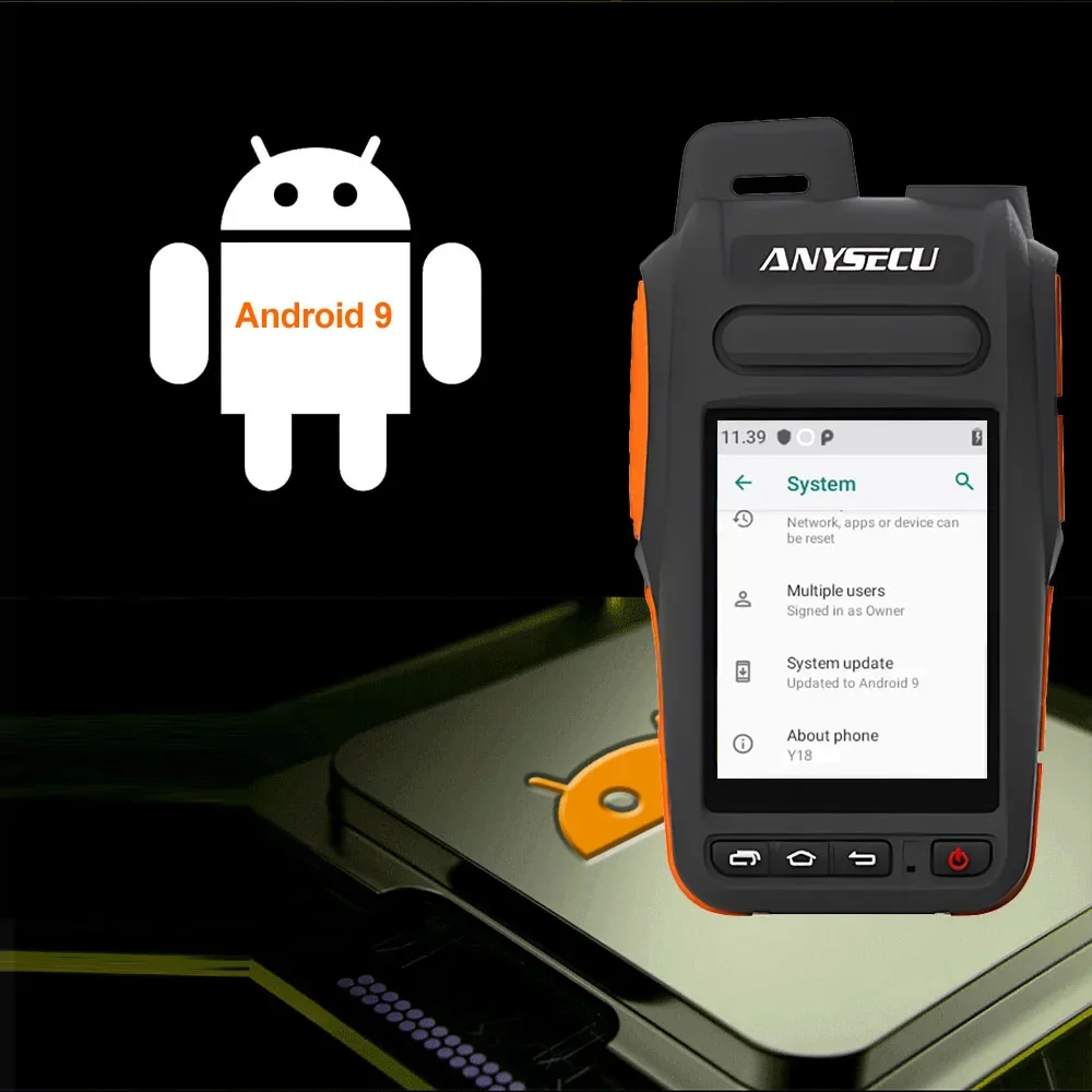 Anysecu Y18 4G Network Radio Y15 Aggiornamento Android 9.0 con WIFI GPS Telefono cellulare Funziona con Zello Real-ptt walkiefleet POCstar